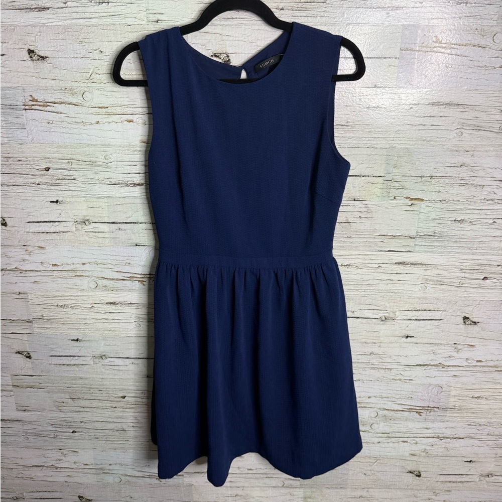 FRNCH | blue a line dress button down sleeveless size medium